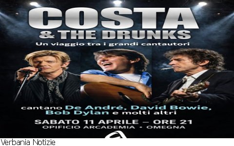 Omegna
Concerto "Costa & the Drunks" Omegna
Concerto "Costa & the Drunks"